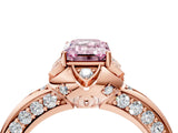 Rose gold Fancy Pink Emerald  Halo Split Shank Pave Diamond Ring with Petal Prong Setting_19