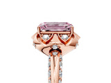 Rose gold Fancy Pink Emerald  Halo Split Shank Pave Diamond Ring with Petal Prong Setting_20