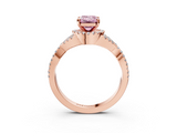 Rose gold Fancy Pink Emerald  Halo Twist Band Solitaire Prong Setting Ring_64