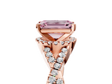 Rose gold Fancy Pink Emerald  Halo Twist Band Solitaire Prong Setting Ring_66