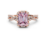 Rose gold Fancy Pink Emerald  Halo Twist Band Solitaire Ring with Six-Prong Setting_32