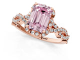 Rose gold Fancy Pink Emerald  Halo Twist Band Solitaire Ring with Six-Prong Setting_33