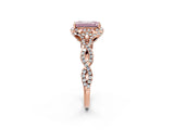 Rose gold Fancy Pink Emerald  Halo Twist Band Solitaire Ring with Six-Prong Setting_34