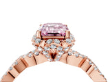 Rose gold Fancy Pink Emerald  Halo Twist Band Solitaire Ring with Six-Prong Setting_36