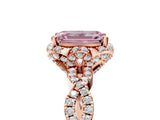 Rose gold Fancy Pink Emerald  Halo Twist Band Solitaire Ring with Six-Prong Setting_37