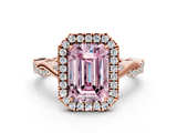 Rose gold Fancy Pink Emerald  Halo Twist Band Solitaire Ring_20
