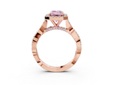Rose gold Fancy Pink Emerald  Halo Twist Band Solitaire Ring_23