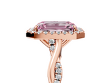 Rose gold Fancy Pink Emerald  Halo Twist Band Solitaire Ring_25