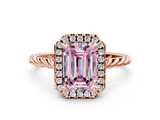 Rose gold Fancy Pink Emerald  Halo Twisted Band Four-Prong Diamond Ring_20