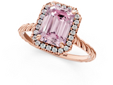 Rose gold Fancy Pink Emerald  Halo Twisted Band Four-Prong Diamond Ring_21