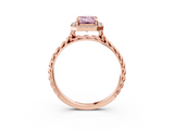 Rose gold Fancy Pink Emerald  Halo Twisted Band Four-Prong Diamond Ring_23