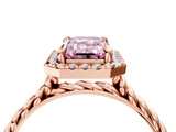 Rose gold Fancy Pink Emerald  Halo Twisted Band Four-Prong Diamond Ring_24