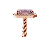 Rose gold Fancy Pink Emerald  Halo Twisted Band Four-Prong Diamond Ring_25