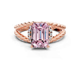 Rose gold Fancy Pink Emerald  Halo Twisted Band Four-Prong Ring_51