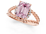 Rose gold Fancy Pink Emerald  Halo Twisted Band Four-Prong Ring_52