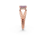 Rose gold Fancy Pink Emerald  Halo Twisted Band Four-Prong Ring_53