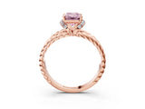Rose gold Fancy Pink Emerald  Halo Twisted Band Four-Prong Ring_54