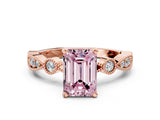 Rose gold Fancy Pink Emerald  Milgrain Bezel Diamond Engagement Ring with Solitaire Prong Setting_167
