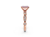 Rose gold Fancy Pink Emerald  Milgrain Bezel Diamond Engagement Ring with Solitaire Prong Setting_169