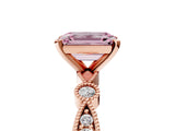 Rose gold Fancy Pink Emerald  Milgrain Bezel Diamond Engagement Ring with Solitaire Prong Setting_172