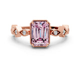 Rose gold Fancy Pink Emerald  Milgrain Marquise Diamond Twist Band Ring_63