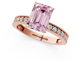 Rose gold Fancy Pink Emerald  Milgrain Pave Diamond Engagement Ring with Four-Prong Setting_156
