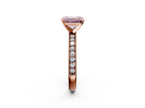 Rose gold Fancy Pink Emerald  Milgrain Pave Diamond Engagement Ring with Four-Prong Setting_157