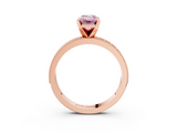 Rose gold Fancy Pink Emerald  Milgrain Pave Diamond Engagement Ring with Four-Prong Setting_158