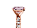 Rose gold Fancy Pink Emerald  Milgrain Pave Diamond Engagement Ring with Four-Prong Setting_160