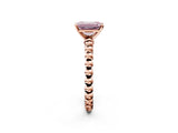 Rose gold Fancy Pink Emerald  Solitaire Beaded Band Prong Setting Ring 2