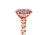Rose gold Fancy Pink Emerald  Solitaire Beaded Band Prong Setting Ring 5