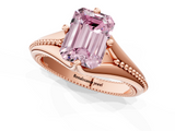 Rose gold Fancy Pink Emerald  Solitaire Beaded Band Six-Prong Setting_1