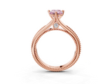 Rose gold Fancy Pink Emerald  Solitaire Beaded Band Six-Prong Setting_3