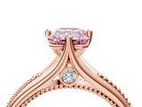 Rose gold Fancy Pink Emerald  Solitaire Beaded Band Six-Prong Setting_4