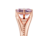 Rose gold Fancy Pink Emerald  Solitaire Beaded Band Six-Prong Setting_5
