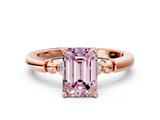 Rose gold Fancy Pink Emerald  Solitaire Beaded Band with Four-Prong Setting_45