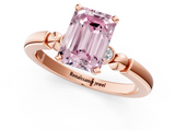 Rose gold Fancy Pink Emerald  Solitaire Beaded Band with Four-Prong Setting_46