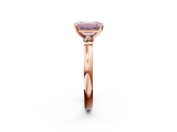 Rose gold Fancy Pink Emerald  Solitaire Beaded Band with Four-Prong Setting_47