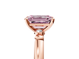 Rose gold Fancy Pink Emerald  Solitaire Beaded Band with Four-Prong Setting_50