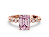 Rose gold Fancy Pink Emerald  Solitaire Bezel Accent Diamond Engagement Ring with Beaded Band and Four-Prong Setting_22