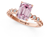 Rose gold Fancy Pink Emerald  Solitaire Bezel Accent Diamond Engagement Ring with Beaded Band and Four-Prong Setting_23