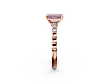 Rose gold Fancy Pink Emerald  Solitaire Bezel Accent Diamond Engagement Ring with Beaded Band and Four-Prong Setting_24