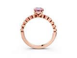 Rose gold Fancy Pink Emerald  Solitaire Bezel Accent Diamond Engagement Ring with Beaded Band and Four-Prong Setting_25