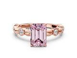 Rose gold Fancy Pink Emerald  Solitaire Bezel-Set Diamond Ring with Beaded Band and Four-Prong Setting_32