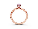 Rose gold Fancy Pink Emerald  Solitaire Bezel-Set Diamond Ring with Beaded Band and Four-Prong Setting_35