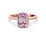 Rose gold Fancy Pink Emerald  Solitaire Cathedral Diamond Ring with Six-Prong Setting_17