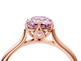 Rose gold Fancy Pink Emerald  Solitaire Cathedral Diamond Ring with Six-Prong Setting_21