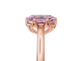 Rose gold Fancy Pink Emerald  Solitaire Cathedral Diamond Ring with Six-Prong Setting_22