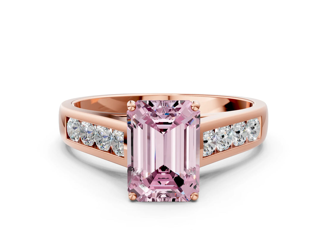 Rose gold Fancy Pink Emerald  Solitaire Channel-Set Diamond Engagement Ring with Four-Prong Setting_32
