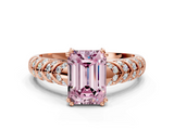 Rose gold Fancy Pink Emerald  Solitaire Chevron Pave Diamond Engagement Ring with Six-Prong Setting_3